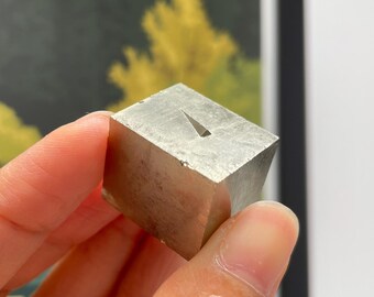 Premium Pyrite Cube from Spain - Natural Metallic Lustrous Specimen for Collection & Healing -