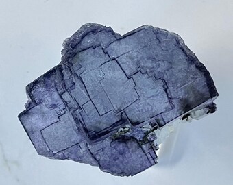 Stepped Purple Edged YGX Fluorite with amazing presentation - purple cloud, castle-like stepped cubes, and chlorite