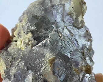 YGX Fluorite - Etched Purple Phantom Floater Fluorite with Mica, Quartz, Calcite, and Chlorite