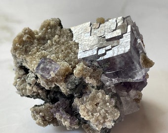Set of 3 YGX Cubic Purple Fluorites with Mica and Chlorite Inclusions - Yaogangxian Mine, Hunan, China
