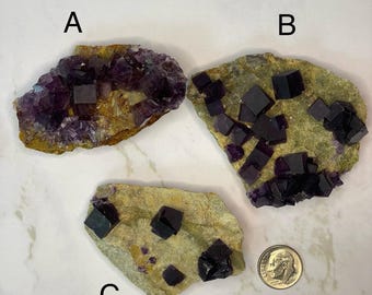 Rare Deep Dark Purple Cubic Fluorite, Zoning Fluorite – Anhui, China