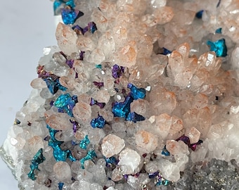 Red Hematoid Quartz with Bornite, Pyrite, and Hematite Inclusions