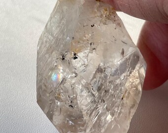 Small Enhydro Hematoid Elestial Crystal with Black Moving Sand - perfect for handholding in meditation