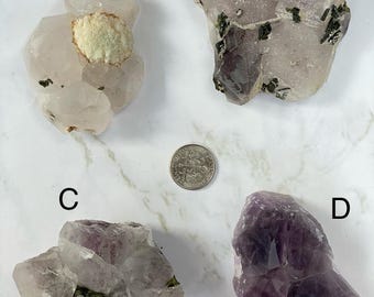 New Find Garden Quartz | Amethyst with Epidote – Rare Pink & Purple Amethyst with Hematite and Sparkly Epidote | Super Healing Stones