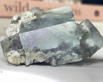 Stunning Yaogangxian Clear Fluorite with Stibnite, Chalcopyrite, Quartz, Chlorite, and Mica - clear cubes with secondary crystallization