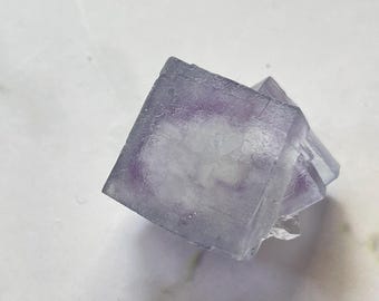 Set of 5 Small Cubic YGX Purple Phantom Fluorite - Lightly Etched Matte Surface | Chlorite, Wolframite, Calcite, and Quartz - Yaogangxian