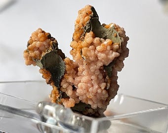 Rare Pink Natural Gemmy Rhodochrosite Crystal Specimen on The Top of Goethite Matrix, Raw Rhodochrosite | Potosi Mine, Santa Eulalia, Mexico