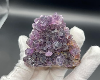 Rare Amethyst Cluster with UV-reactive Calcite Dusting - Rare Find - from San Vicente mine, Guanajuato, Mexico