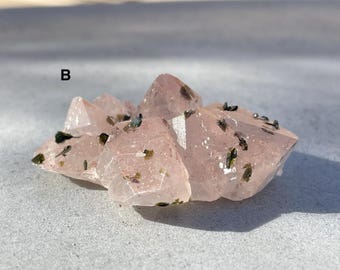 Glitter Pink Amethyst Cluster with Gemmy Epidote | Garden Quartz – Rare Combination of Sparkly Epidote, Pointy Amethyst, Hematite