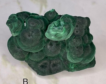 High Quality Green Velvet Malachite Specimens - Mushroom-like, Banded Layers of Green Fibers, Raw Malachite, Crystal Healing, Green Chakra