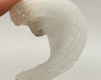 A Little Ear - Curled Ram's Horn Selenite, Wave/Ear-shaped Curly White Gypsum, Druzy Selenite, Rare Specimen, Unique Gift, Crystal Healing