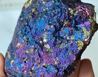 Iridescent Peacock Ore (Bornite) with Chalcopyrite "stone of happiness"