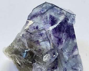 Great Luster Stepped YGX Fluorite - Blue & Purple Phantom Floater Fluorite with Arsenopyrite