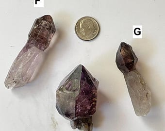 Super 7 Amethyst (Shangaan Amethyst) – Elestial Amethyst Scepters, Red Hematite, Quartz, and Smoky Quartz - Chibuku Mine, Zimbabwe - E, F, G