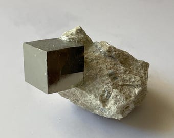 God's Fingerprint Pyrite Cube from Spain Premium Quality Pyrite Cube in Matrix