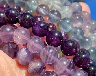 Deep Purple Fluorite Bracelet, Natural Fluorite Bracelet, Rainbow Fluorite, Stretchy Bracelet, Stack Bracelet, Fluorite Gemstone Bracelet