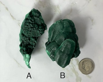 Velvet Silky Malachite - Mushroom-like and Banded Layers of Green Fibers - Raw Malachite Crystal, Crystal Healing, Green Chakra