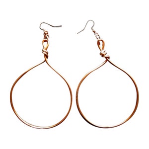 Copper Hoops - Wire Earrings- Copper Earrings- ladies jewelry - Gifts for her - Unique earrings - Earring Hoops - Lightweight Earrings