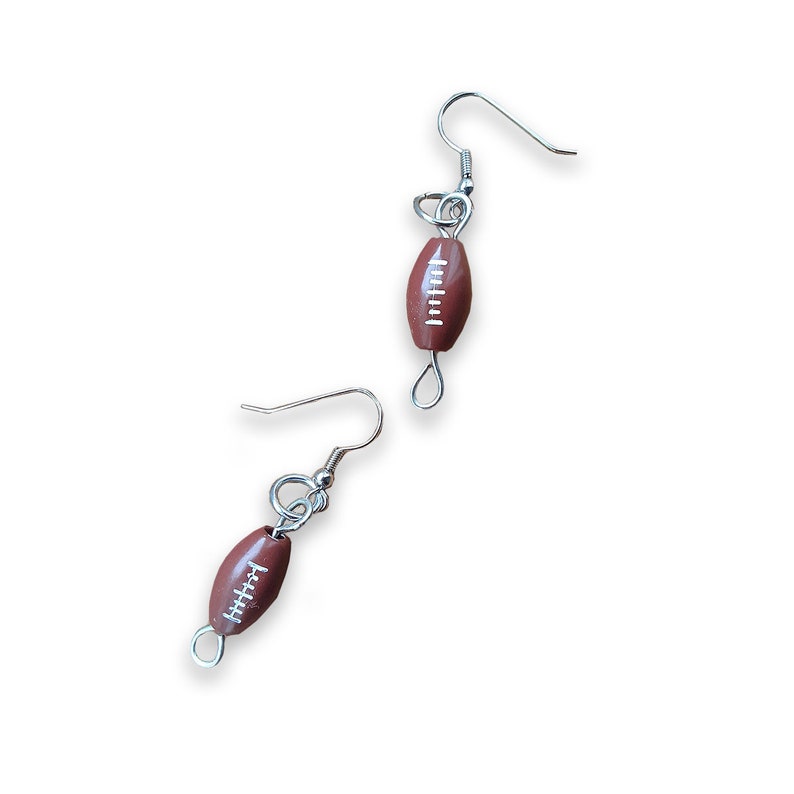 Football earrings, sports earrings, dangle earrings, sports jewelry for her, sporty earrings, sport gifts for her, sports momentos image 1