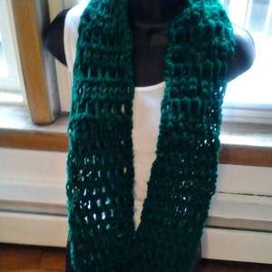 True Green Crochet Infinity Scarf image 4