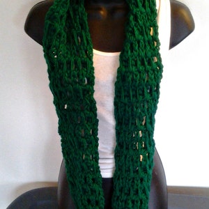 True Green Crochet Infinity Scarf image 3