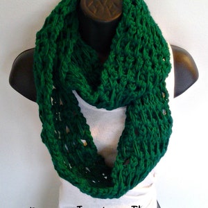 True Green Crochet Infinity Scarf image 2