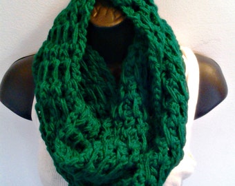 True Green Crochet Infinity Scarf