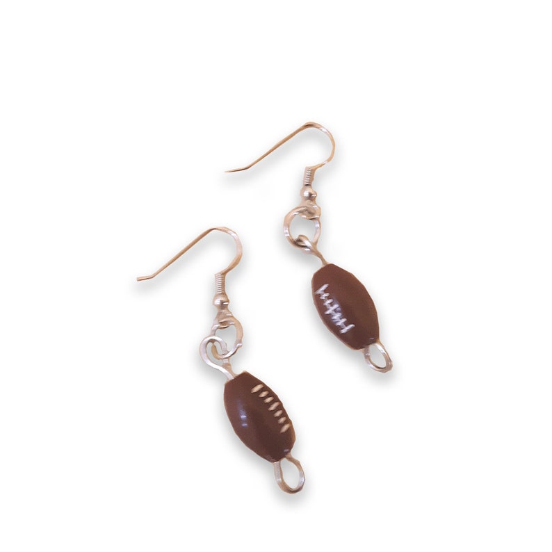 Football earrings, sports earrings, dangle earrings, sports jewelry for her, sporty earrings, sport gifts for her, sports momentos image 5