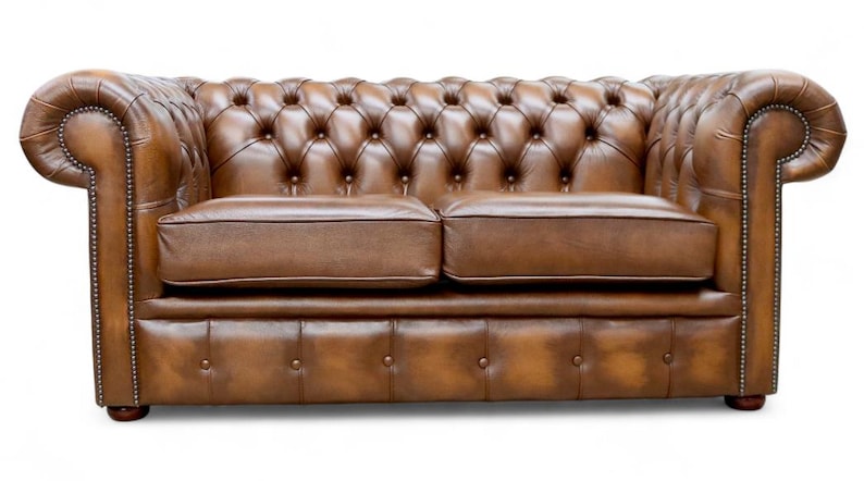 Lounge Sofa Living Room Real Leather 2 Seater Chesterfield Tan - Etsy UK