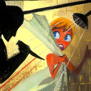 Peut inclure: Une illustration en noir et blanc d'une scène du film Psycho d'Alfred Hitchcock. Une femme est sous la douche avec un couteau pointé sur sa gorge par une silhouette sombre. Le titre "Psycho" est écrit en lettres jaunes.