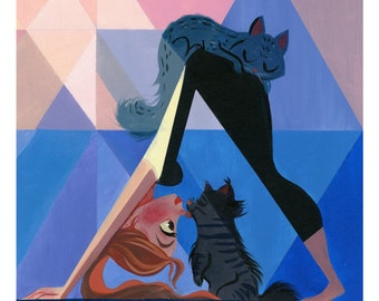 Yoga and Cats - Print