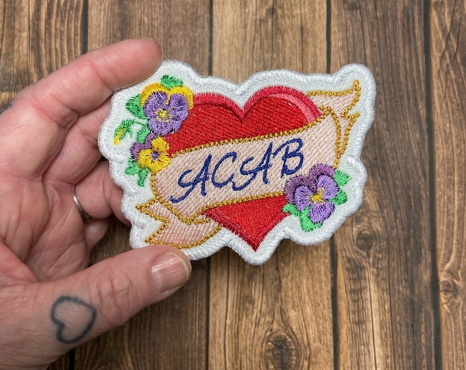 Handmade ACAB Iron-On Patch, Red