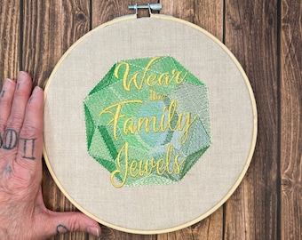 Wear The Family Jewels, Embroided Wall Art, Ready to Hang