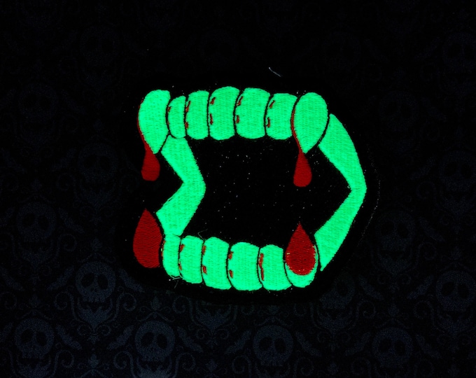 Glow In The Dark Bloody Vampire Teefs Sew On Patch