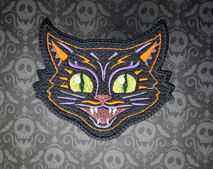 Halloween Black Cat Iron On Patch