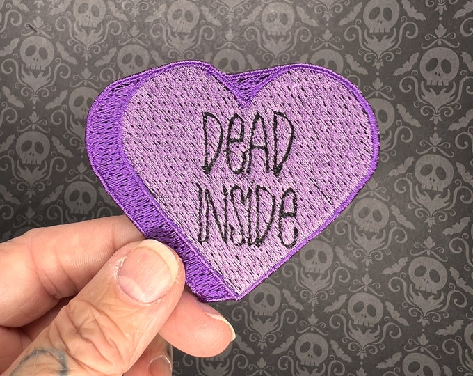 Dead Inside Halloween Candy Conversation Heart Iron-On Patch