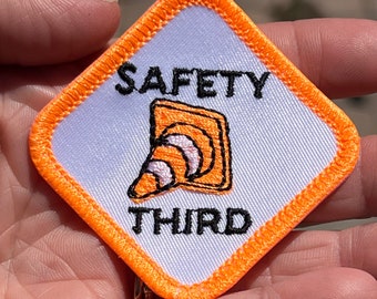 Burner De/Merit Badge SAFETY THIRD, Iron-On