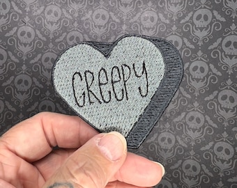 Creepy Halloween Candy Conversation Heart Iron-On Patch