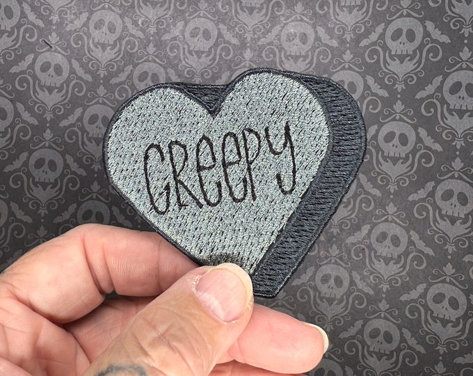 Creepy Halloween Candy Conversation Heart Iron-On Patch
