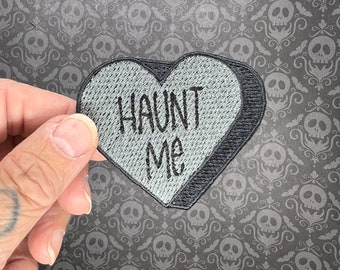 Haunt Me Halloween Candy Conversation Heart Iron-OnPatch