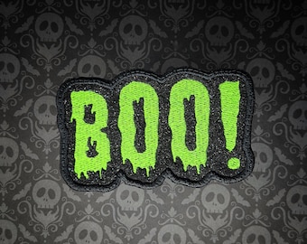 Green Oozing Big Bold BOO! Iron On Patch