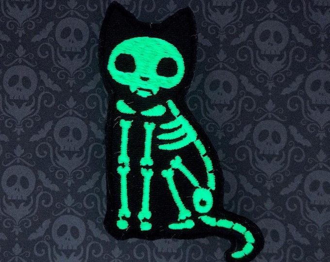 Glow in the Dark Kitty Skeleton, Sew-On