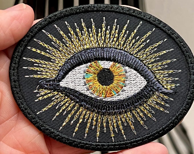 Handmade Radiating All Seeing Eye Iron-On Patch Golden Hazel
