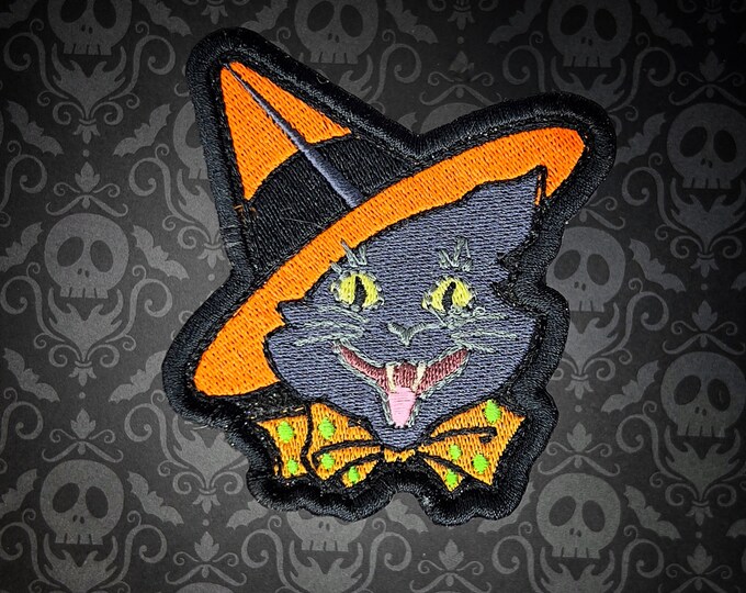Halloween Witchy Kitty, Iron On Patch