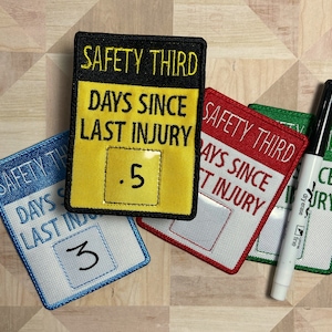 Days Since Last Injury, Dry Erase, Patch, Sew-On