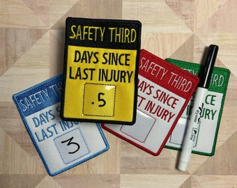 Days Since Last Injury, Dry Erase, Patch, Sew-On