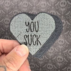 You Suck Halloween Candy Conversation Heart Iron-On Patch