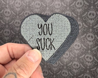 You Suck Halloween Candy Conversation Heart Iron-On Patch