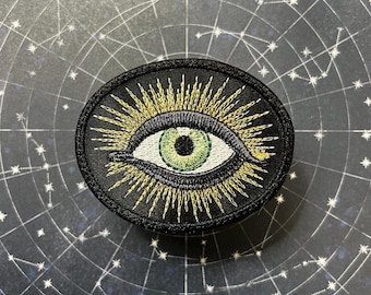Handmade Radiating All Seeing Eye Iron-On Patch Green