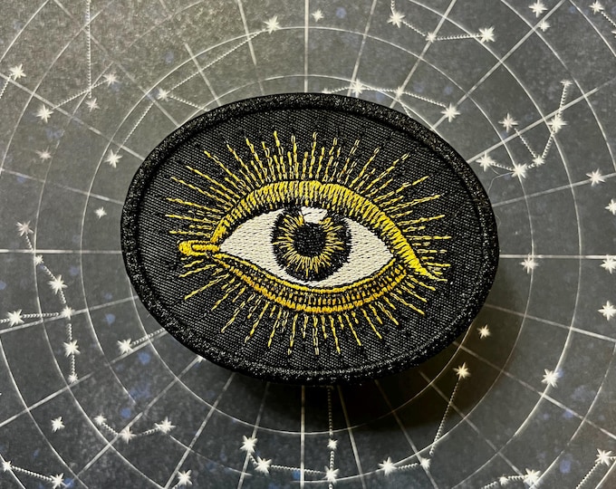 Handmade Radiating All Seeing Eye Iron-On Patch GOLD